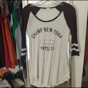 Garage Burgundy/Beige Quarter Sleeve shirt